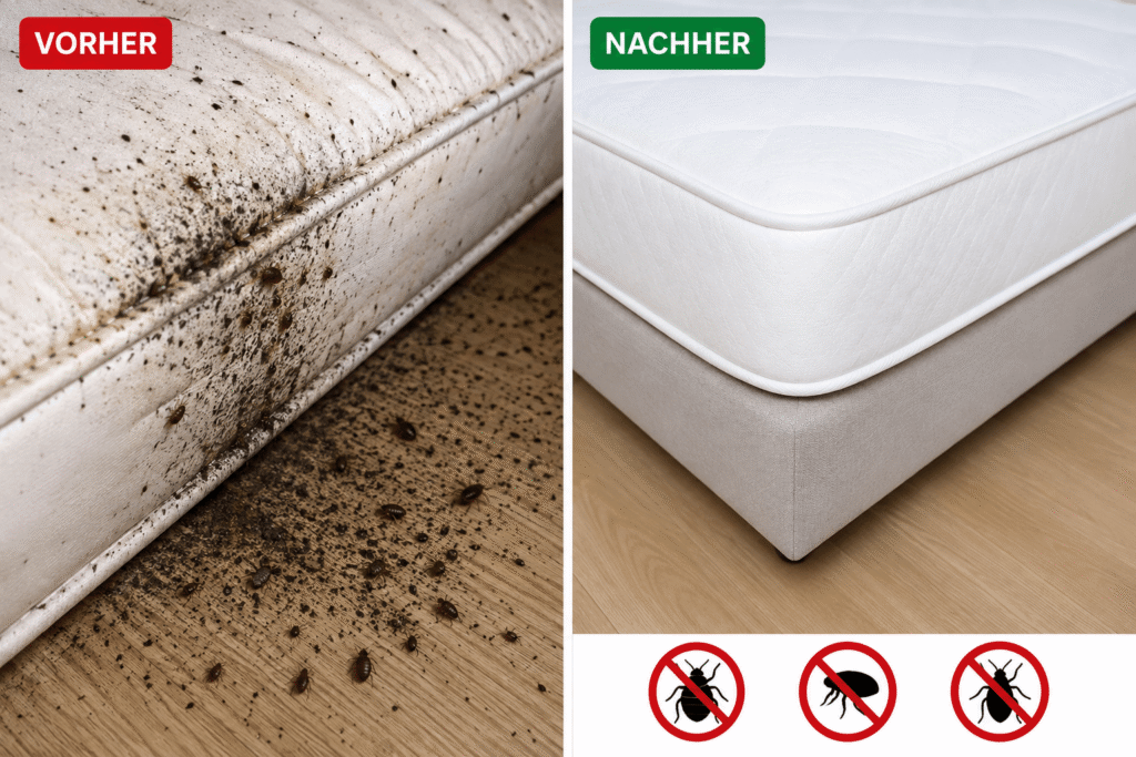Bettwanzen und Flöhe bekämpfen in Hannover: Kammerjäger kontrolliert Matratze, Teppich und Tierliegeplatz auf Befallsspuren