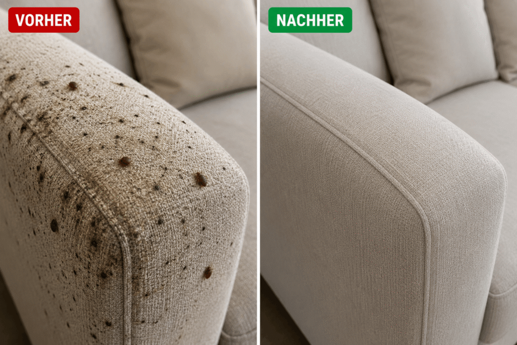 Bettwanzen in der Couch – professionelle Bettwanzenbekämpfung bei starkem Befall in Sofa und Polstern