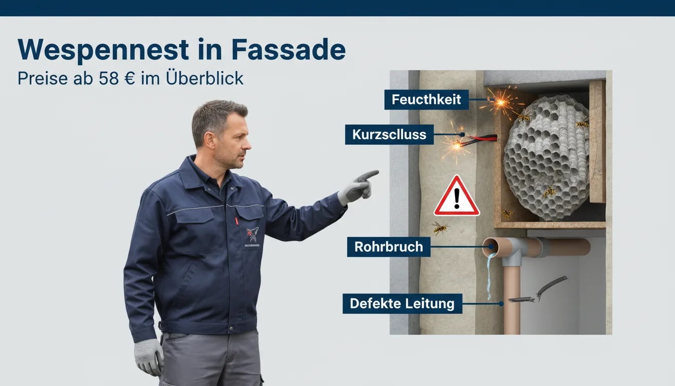 Wespennest in Fassade – Problem