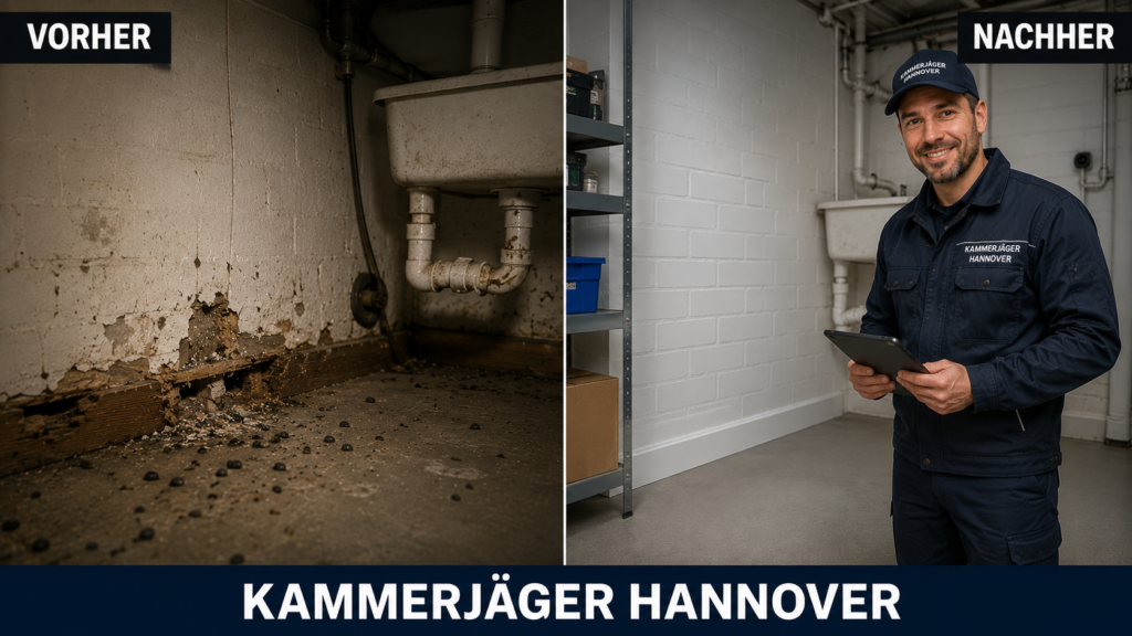 Vorher-Nachher-Vergleich einer professionellen Schädlingsbekämpfung und Kellerinstandsetzung durch Kammerjäger Hannover in Burgwedel.