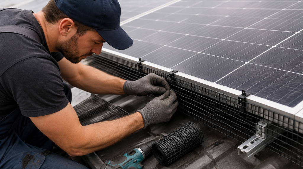 Effektiver Taubenschutz für Photovoltaikanlagen gegen Nester und Taubenkot