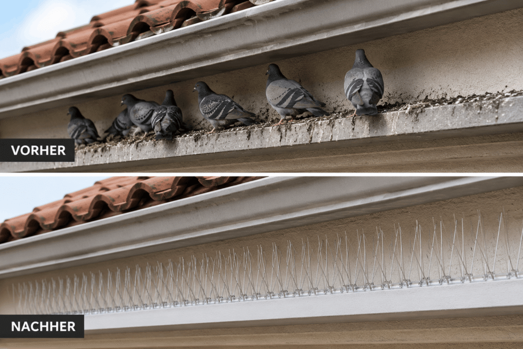Vogelhaus vor Tauben schützen mit schmalen Einflugöffnungen und stabiler Schutzbarriere