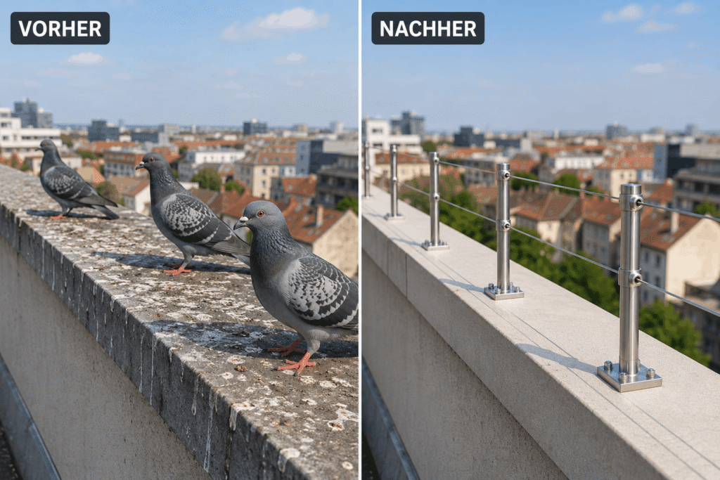 Effektives Spanndrahtsystem gegen Tauben auf Dächern und Mauervorsprüngen